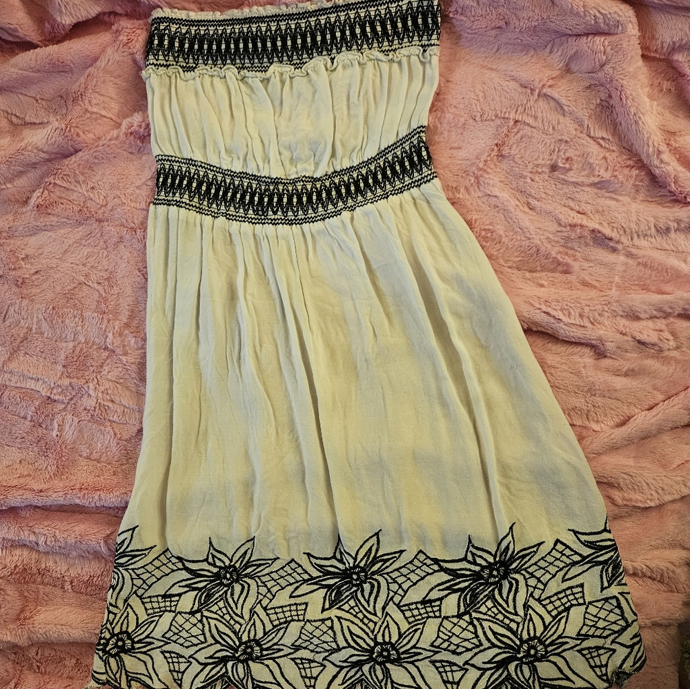 Dots monochrome strapless dress S